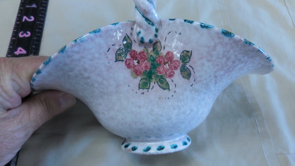 Glass Handled Basket -- Hand Painted