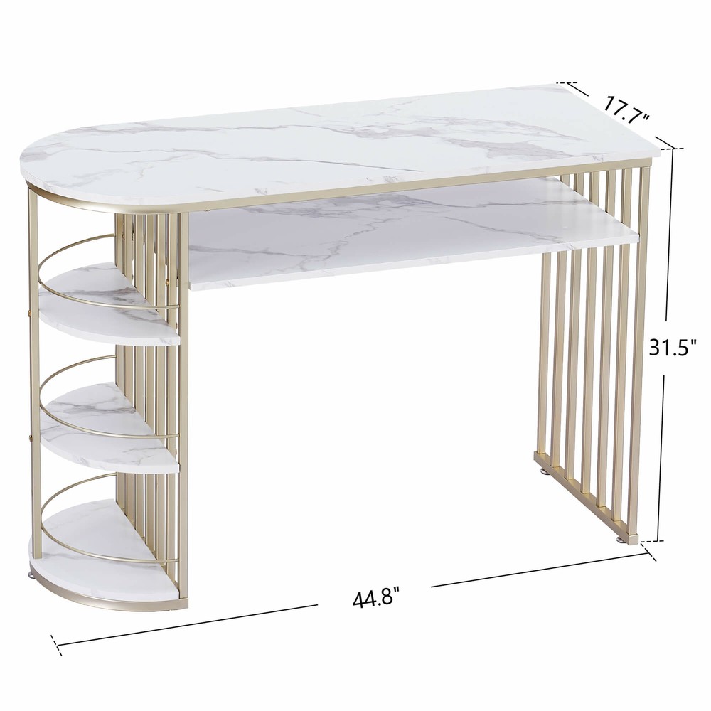 Ivinta Console Table with 4 Shelves, Entryway Table with Gold Frame for Hallway