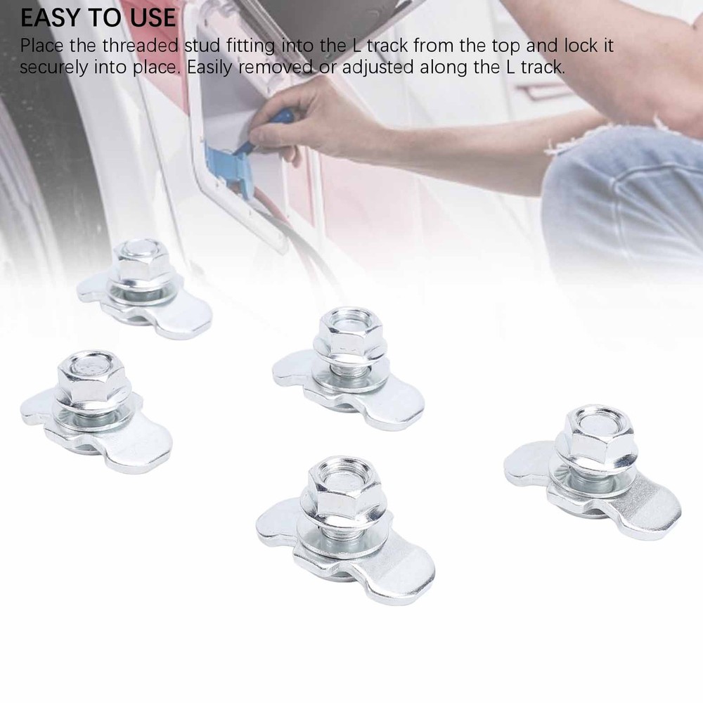 5pcs L Track Double Lug Threaded Stud For Truck Bed Trailer Cargo Control