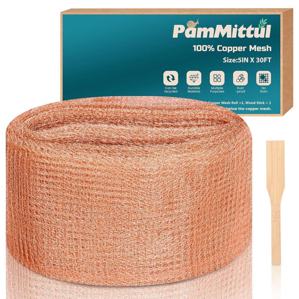 Copper Mesh Rodent Control 5In X 30Ft Rustproof Pure Copper Mesh Roll for Slu...