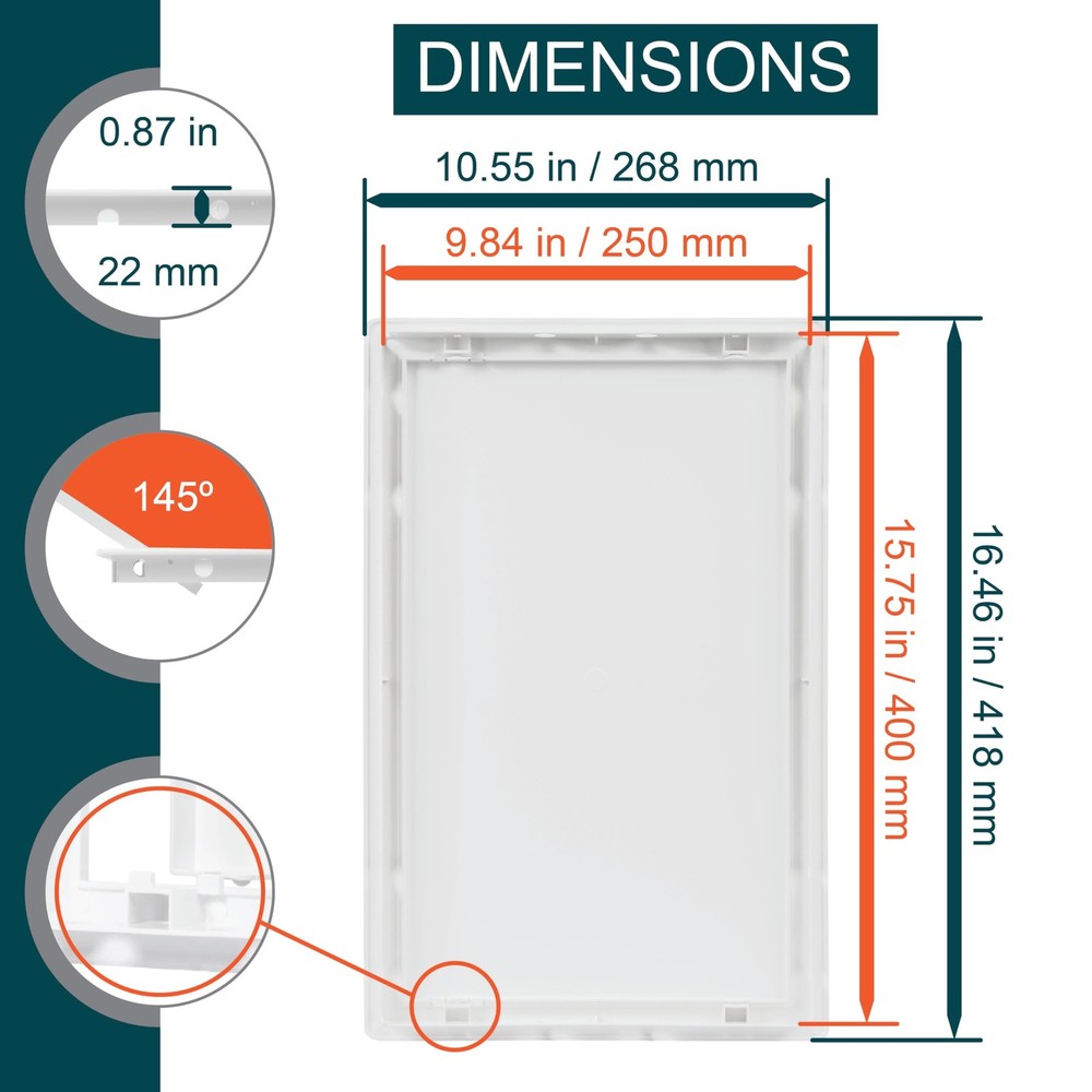 ECOPRO VENT 10 x 16 White Plastic Access Panel. Service 10" x 16",