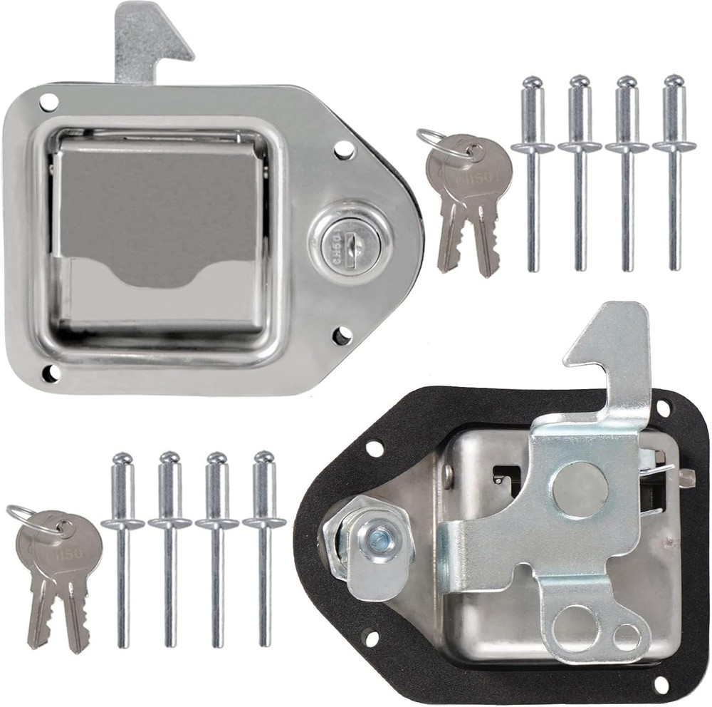 YESHMA 2Pcs Truck Tool Box Latch Toolbox Paddle Lock 2 Pieces, Silver