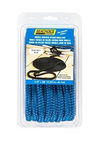 SEACHOICE Double-Braid Nylon Dock Line 1/2" x 20' 40411 Blue
