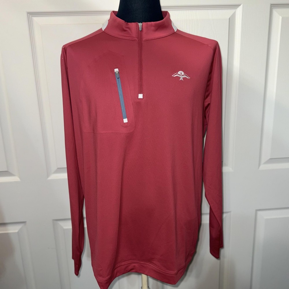 Peter Millar Sweater Mens S Red Quarter Zip Performance Golf Pullover Athletic
