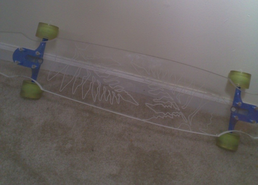 Longboard Ghost Board 40" with Tropical Leaves with LED Wheels