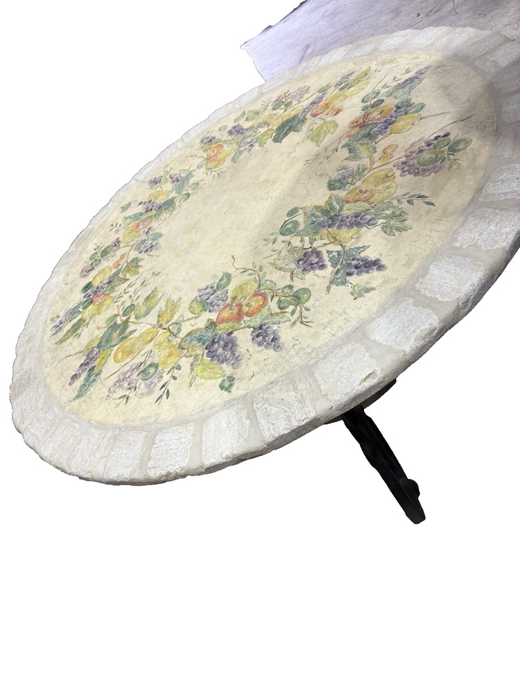 65190 Quality Decorator Cement Top Iron Table Dining Kitchen Table