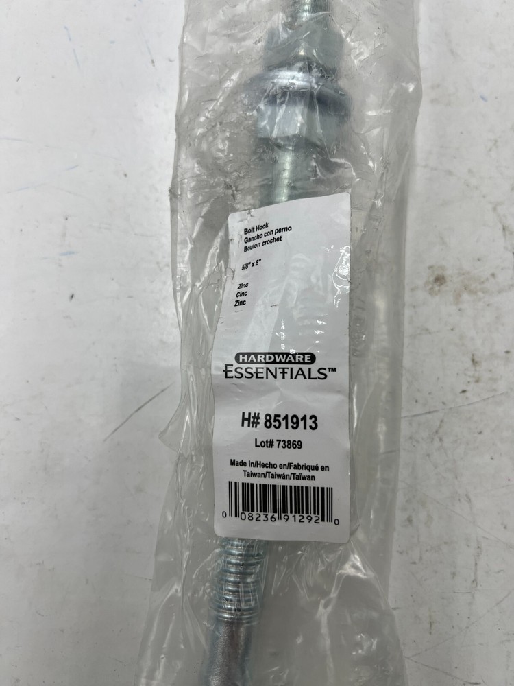 Hardware Essentials Zinc Plated Bolt Hook 5/8"x 8" 851913