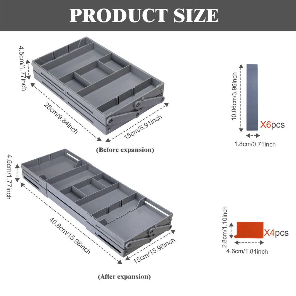 Multi Level Drawer Organizer, Expandable Folding Smart Drawer Organizer Makeu...