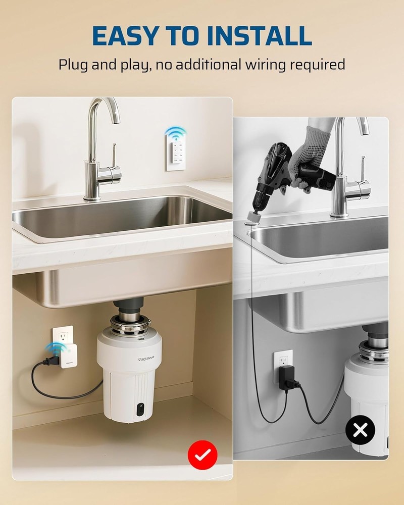 Garbage Disposal Wireless Switch, Buckle Design & Removable Remote Control Outle