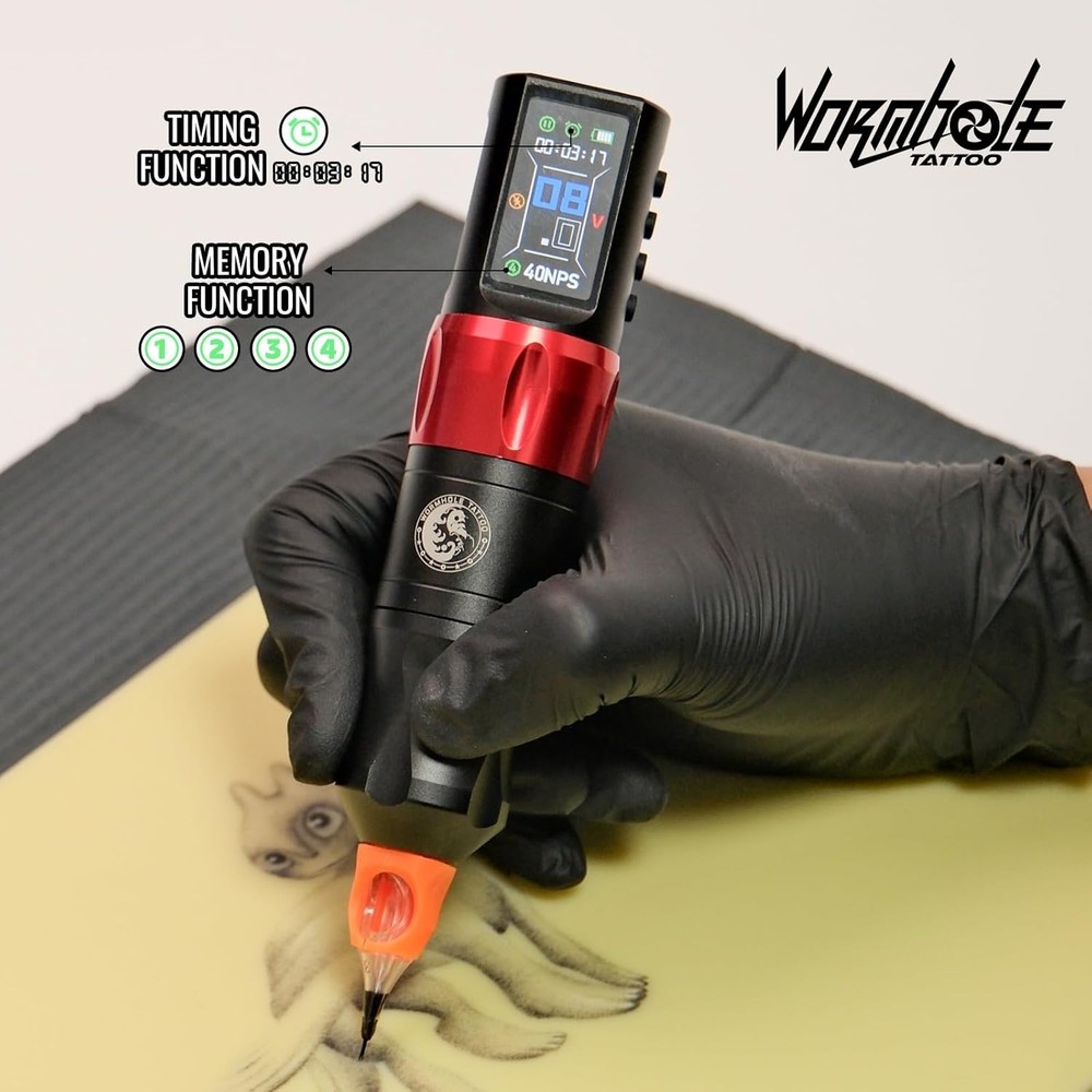 Wormhole Wireless Tattoo Kit w/ Dot Working Mode Power Supply Needles Inks