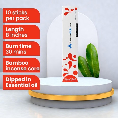 Mixed Fruit Incense 8" inch 10 Sticks Pack: 1 Pack