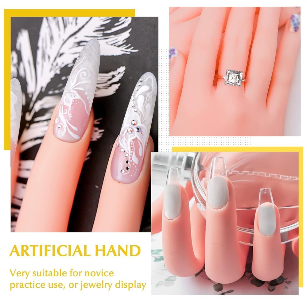 2 Pack Right Hands Practice Nail Tips Art Trainer Training Hand Tool