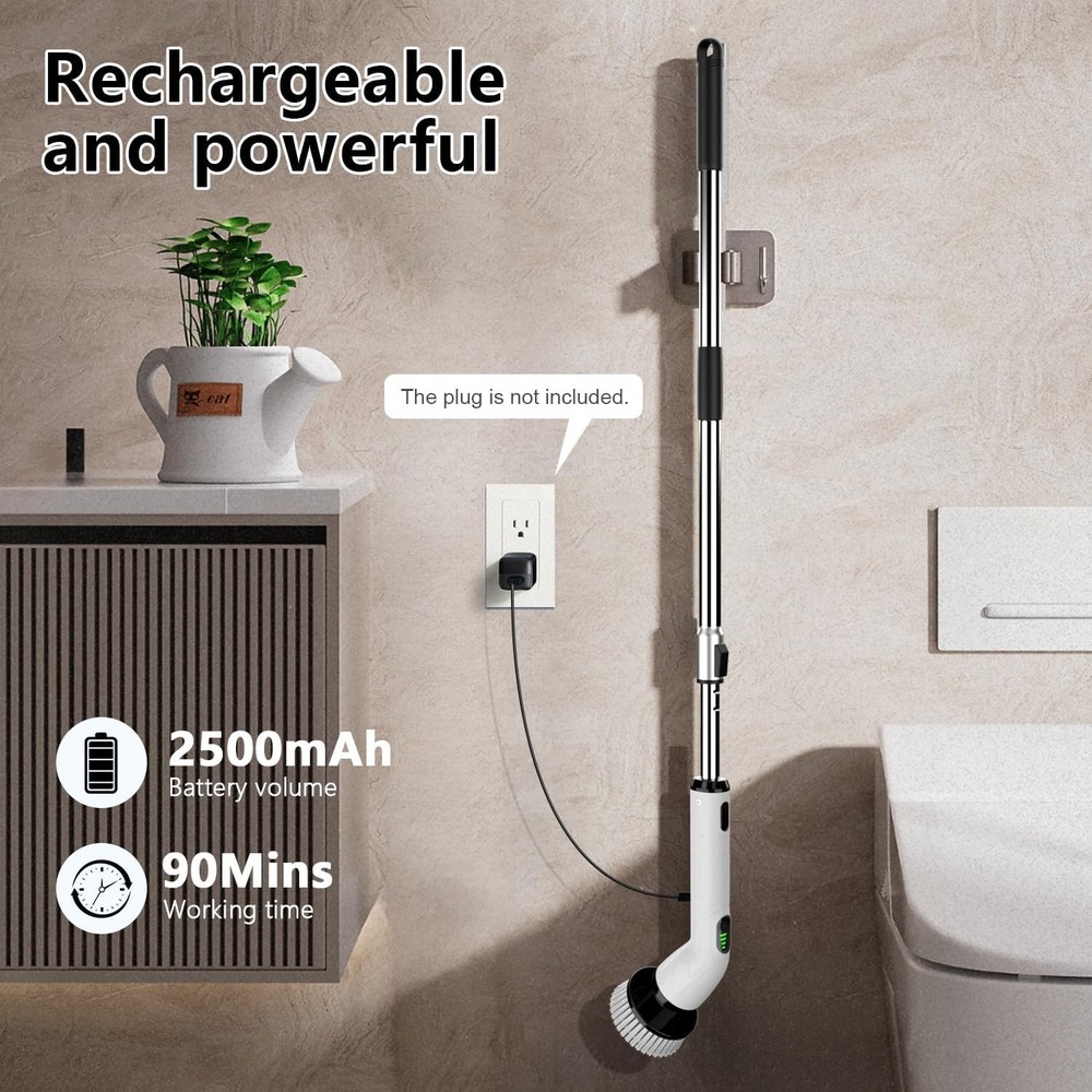 Revolutionary Waterproof Electric Spin Scrubber with Adjustable Extension Handle
