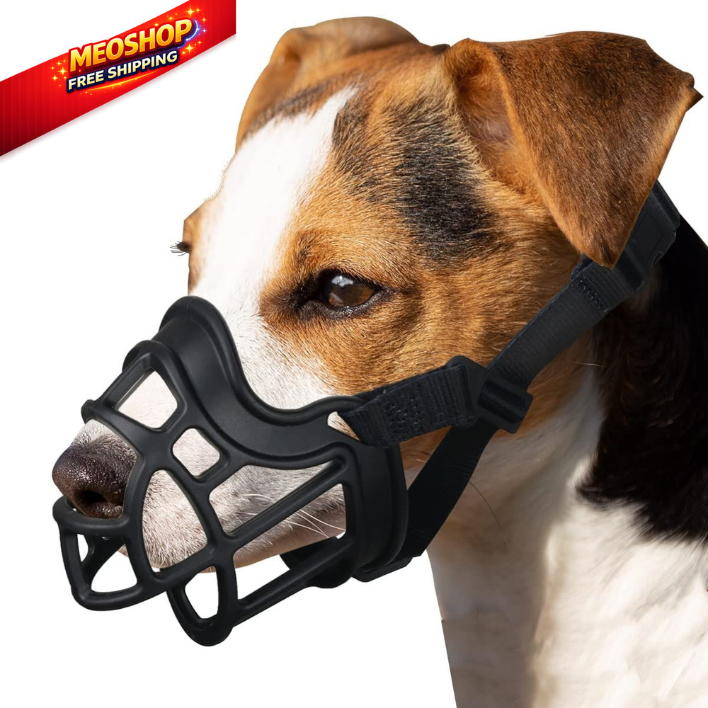 BARKLESS Dog Muzzle, Basket Muzzle Anti Biting 1 (Snout 6¼-7½"), Black