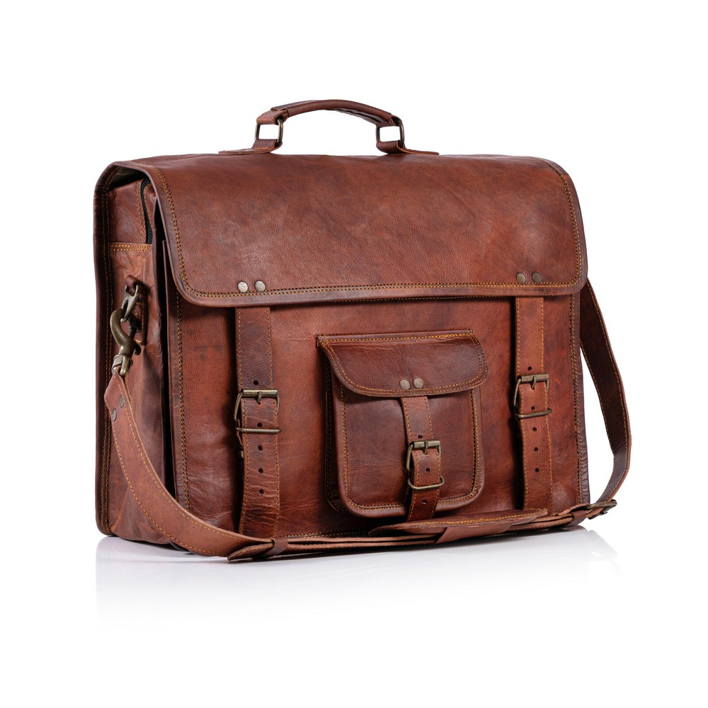 Handmade Leather Briefcase Laptop Messenger Bag Satchel Office computer bag
