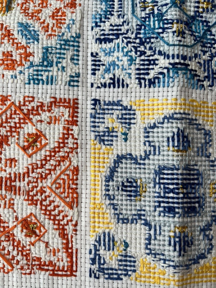 completed finished cross stitch Moroccan pattern Decoration 16''x 16'' Unframed