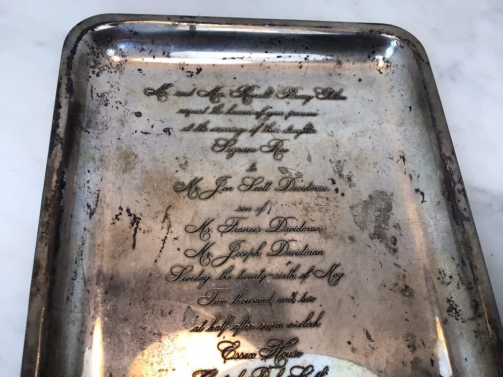 VTG TIFFANY &CO Makers Sterling Silver Rectangle W/Rounded Dish Engraved 133 Gra