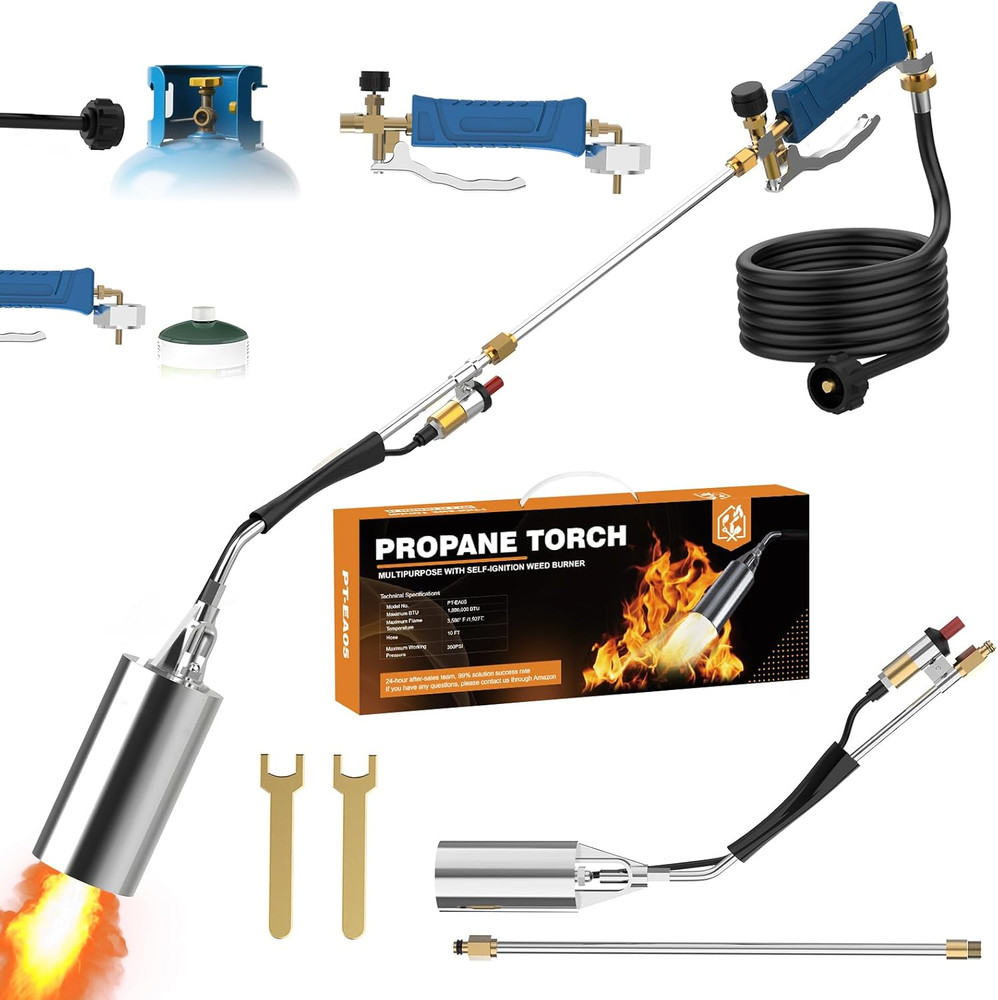 Propane Torch Weed Burner Kit, High Output with Long/Short Mode,Self Igniter and