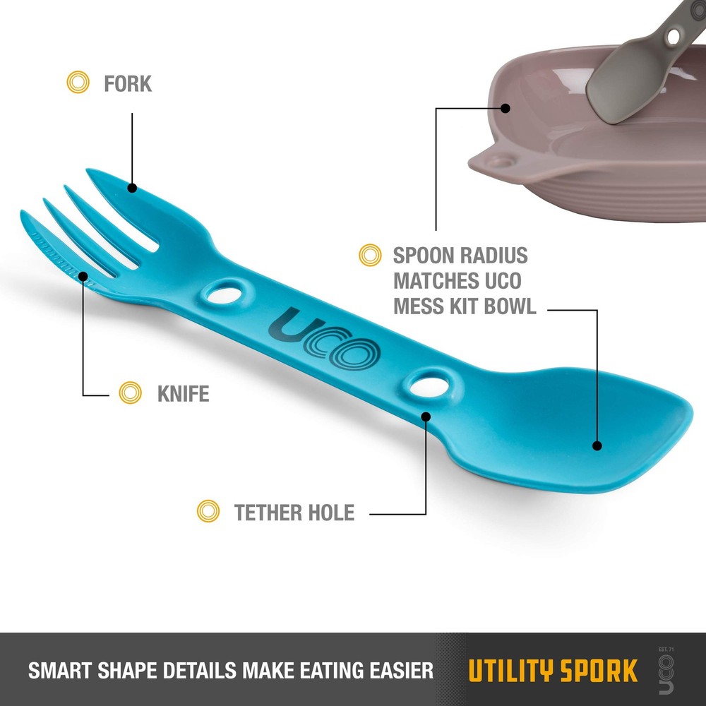 Utility Spork Camping Spoon-Fork-Knife Utensil, 4 Pack