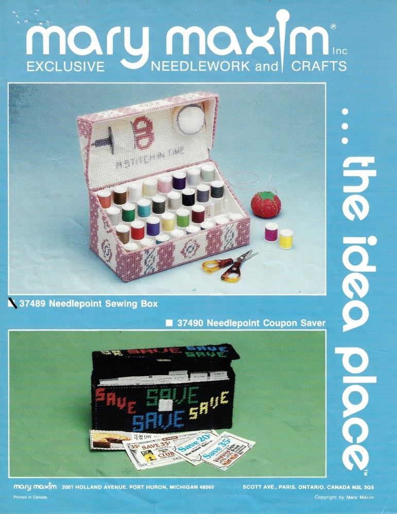 NEEDLEPOINT SEWING BOX 7ct plastic canvas  PATTERN  (#TF0443)