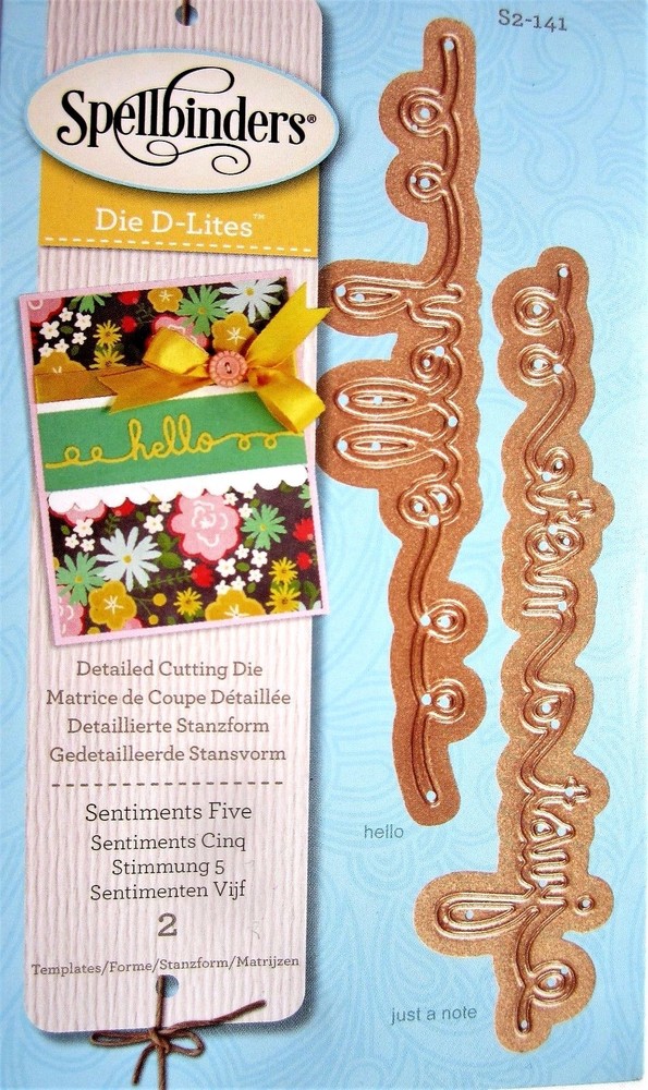 Sentiments Five Spellbinders Thin Metal Die Set S2-141 Just a Note & Hello NEW!