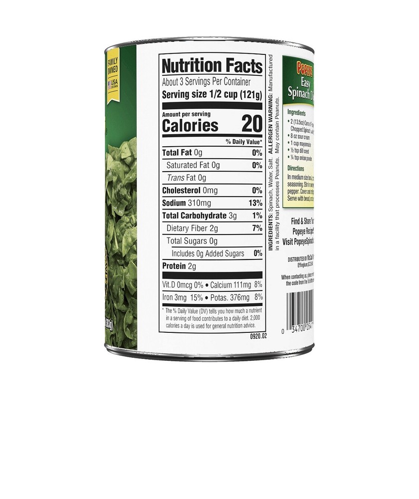 Allens Popeye Chopped Spinach, 13.5oz (3 Cans)