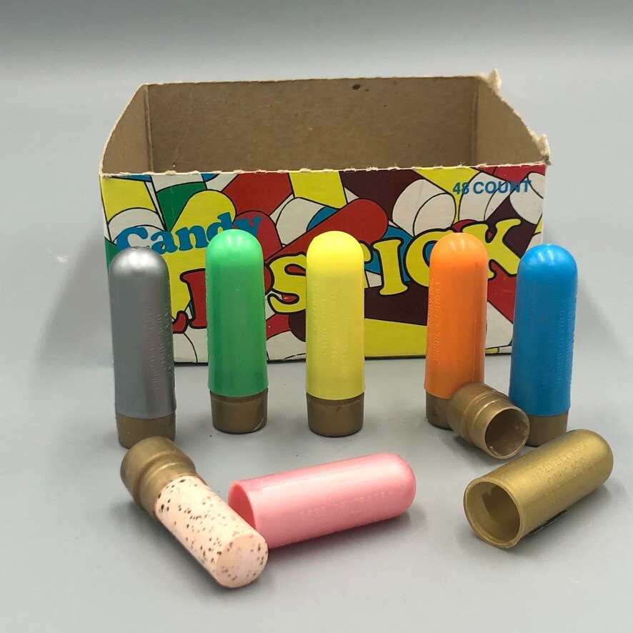 1980s CeDe LIPSTICK CANDY Containers Vintage 5 FULL 2 Empty with BOX