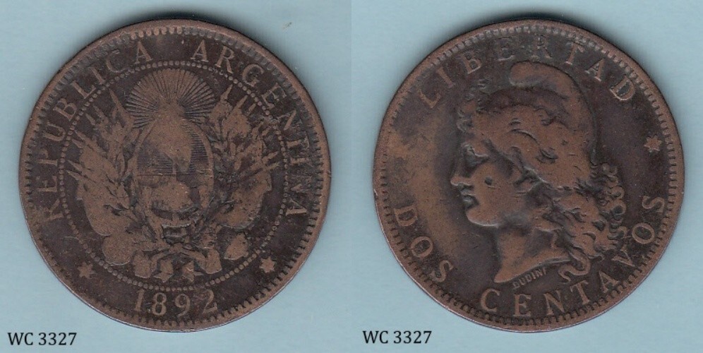 Argentina 2 Centavos 1892 Coin B