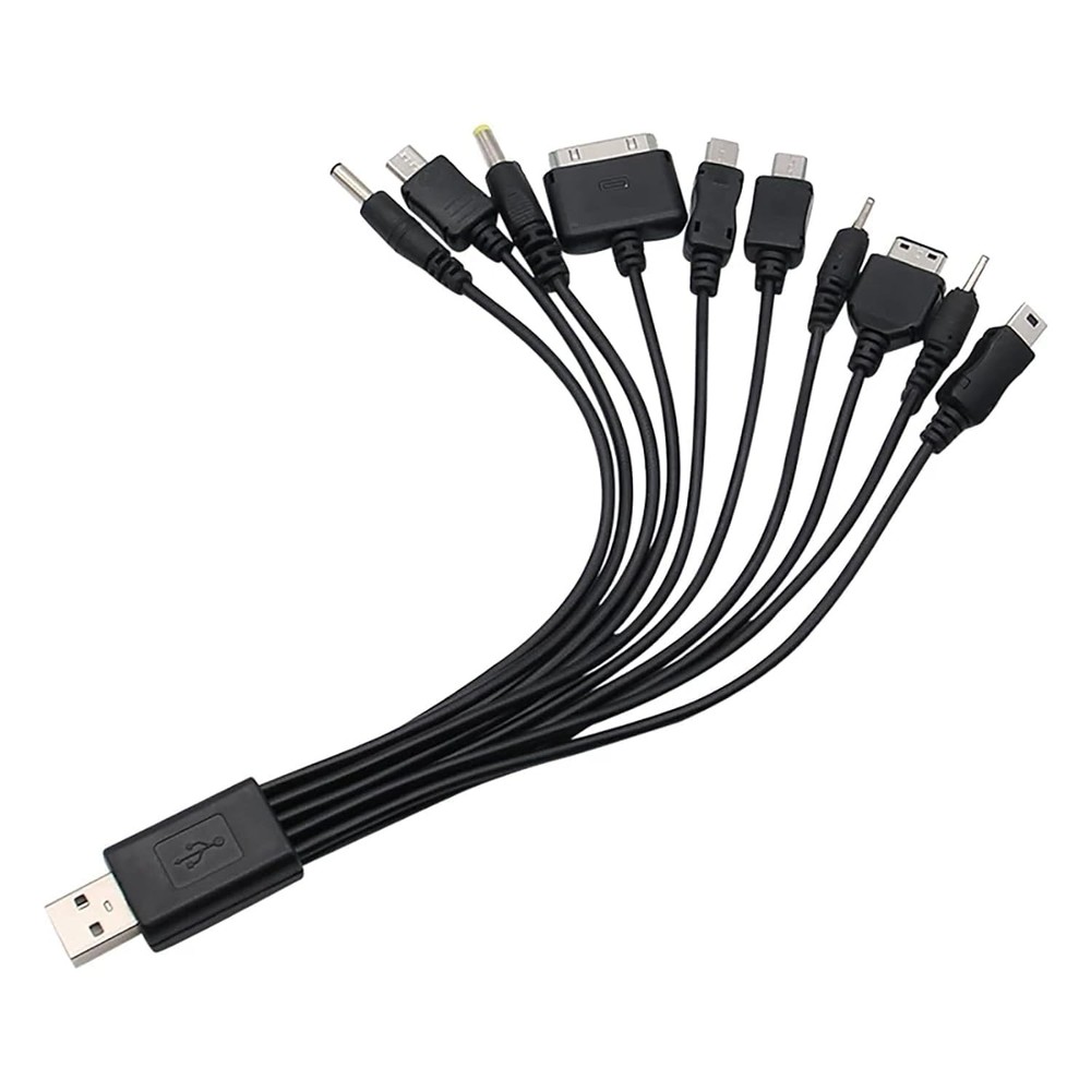 Black 10 in 1 Universal USB Cable, Multiple Charging Cable for...