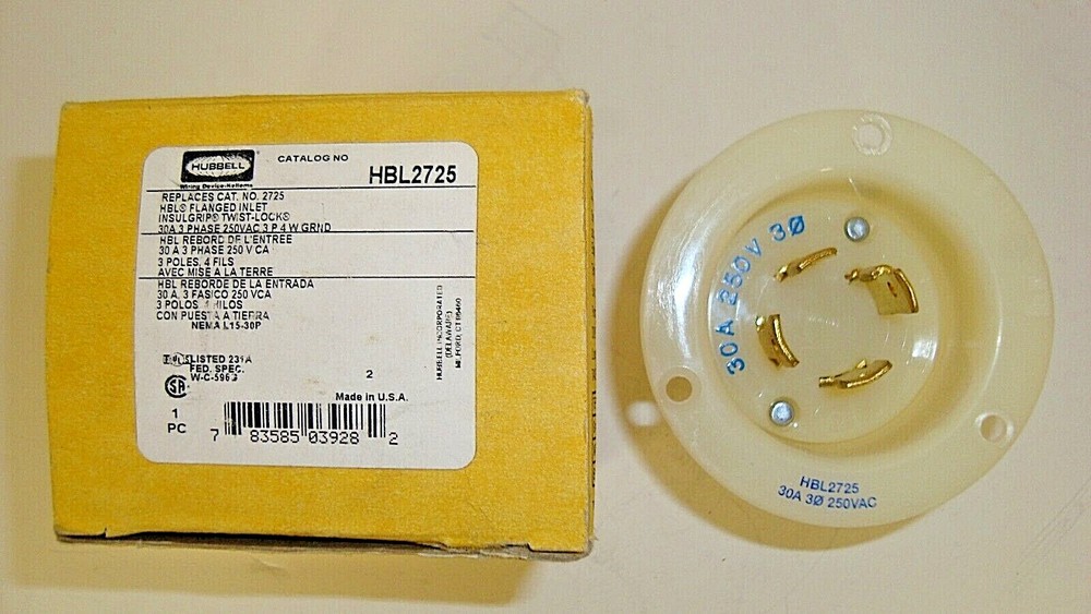 Hubbell, HBL2725, 30A 30 250VAC