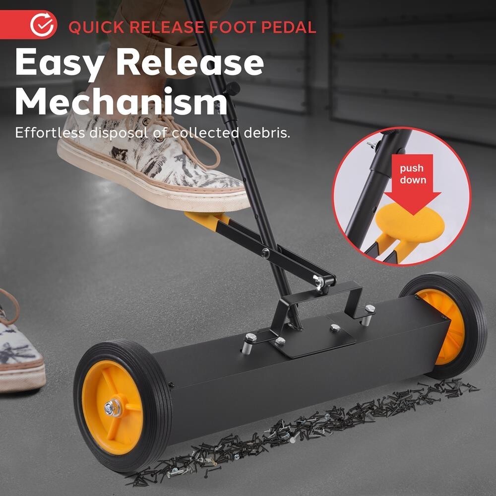 Pyle 24” Heavy-Duty Magnetic Sweeper w/ Wheels- Strong & Durable Construction
