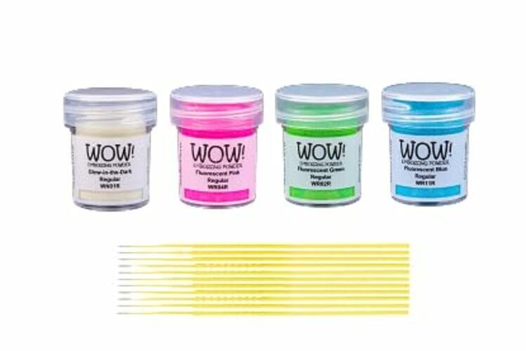 Wow! Embossing Powders Bundle - Glow-in-The-Dark, Fluorescent Pink, Fluorescent