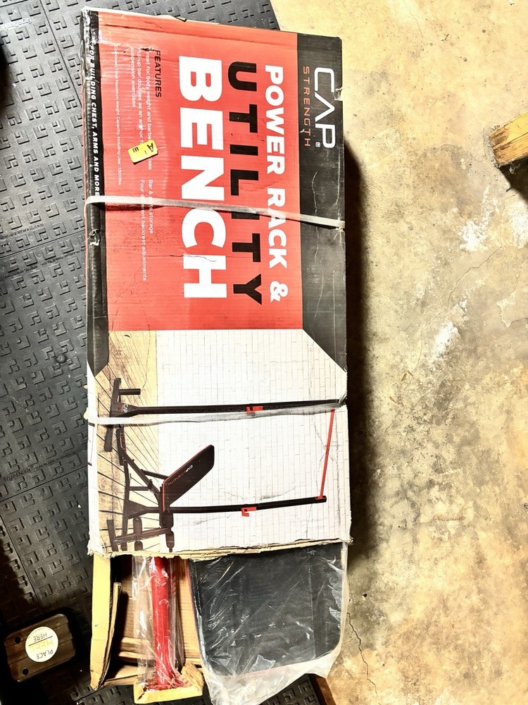 CAP Barbell Power Rack with Bench; Red/Black; Adjustable