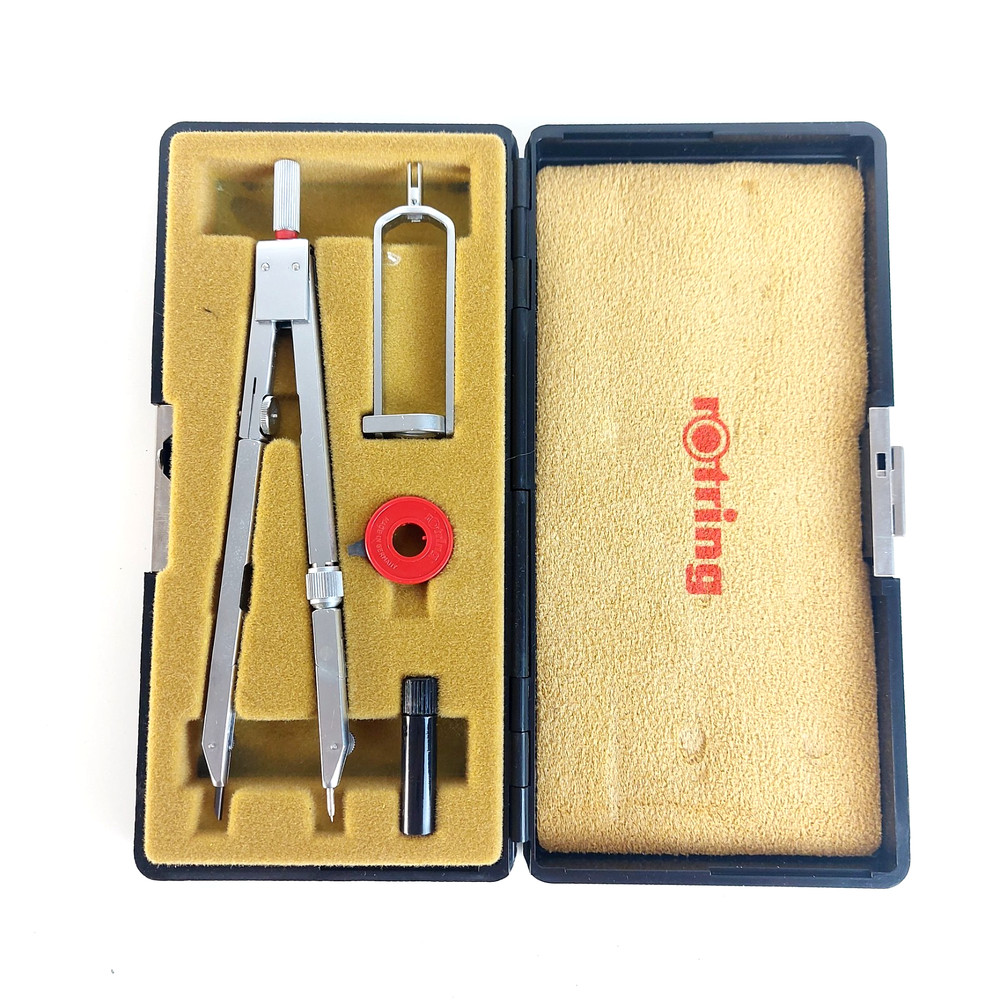 Vintage rOtring compass W/ pen adapter for technical drafting - made in Germany