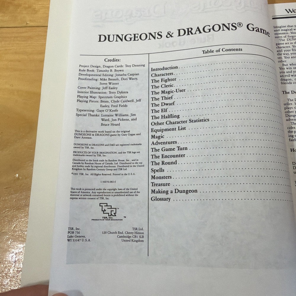 Dungeons and Dragons Rule Book 1991 TSR