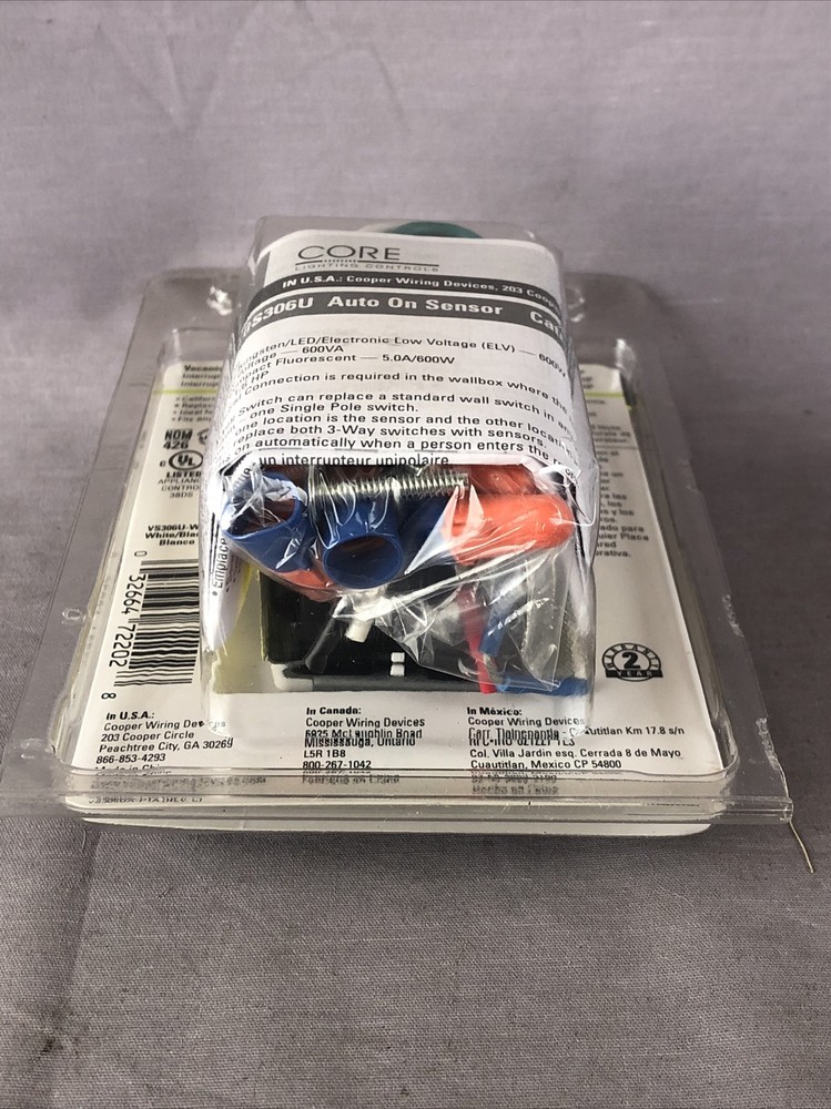 Cooper Wiring Devices Vacancy Sensor Switch 600W/VA 450 Sq. Ft.