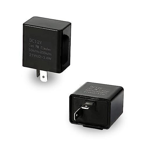 Pack-2 LED Flasher Relay, 12V Speed Adjustable Hazard Warn Flash 2 PCS Black
