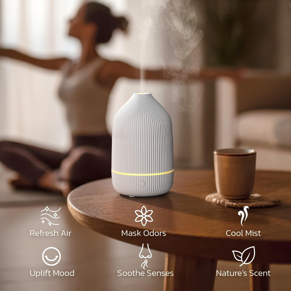 Essential Oil Diffuser, 100ml Aromatherapy Mini Ultrasonic White