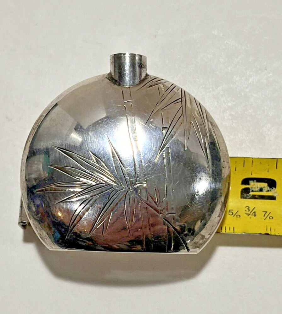 950 Silver Miniature Perfume Bottle Chased Work 13.4 Grams