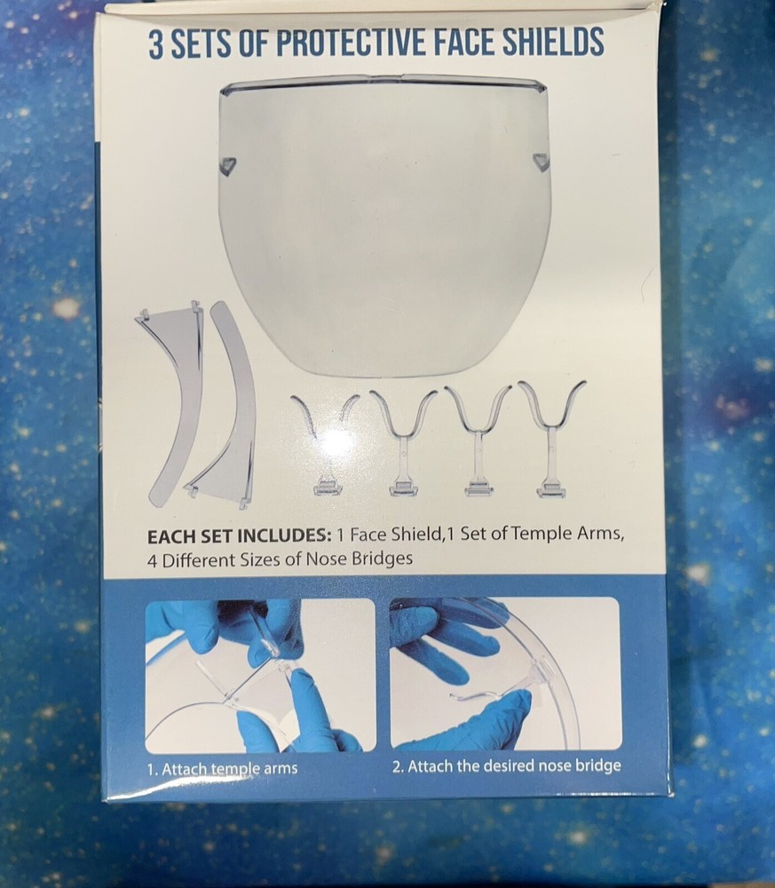 PROTECTIVE FACE SHIELD SETS Lot Of (4) Boxes