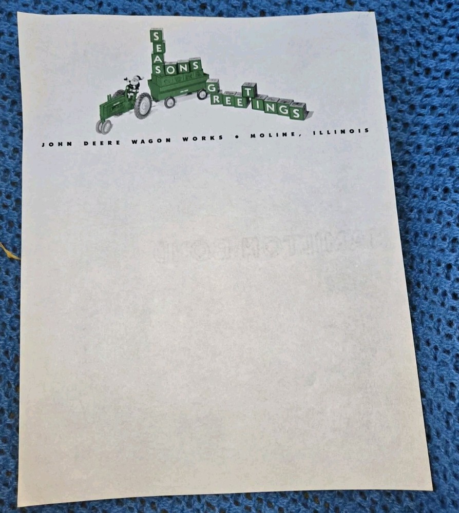 John Deere  Letterhead Seasons Greatings Moline Illinois.