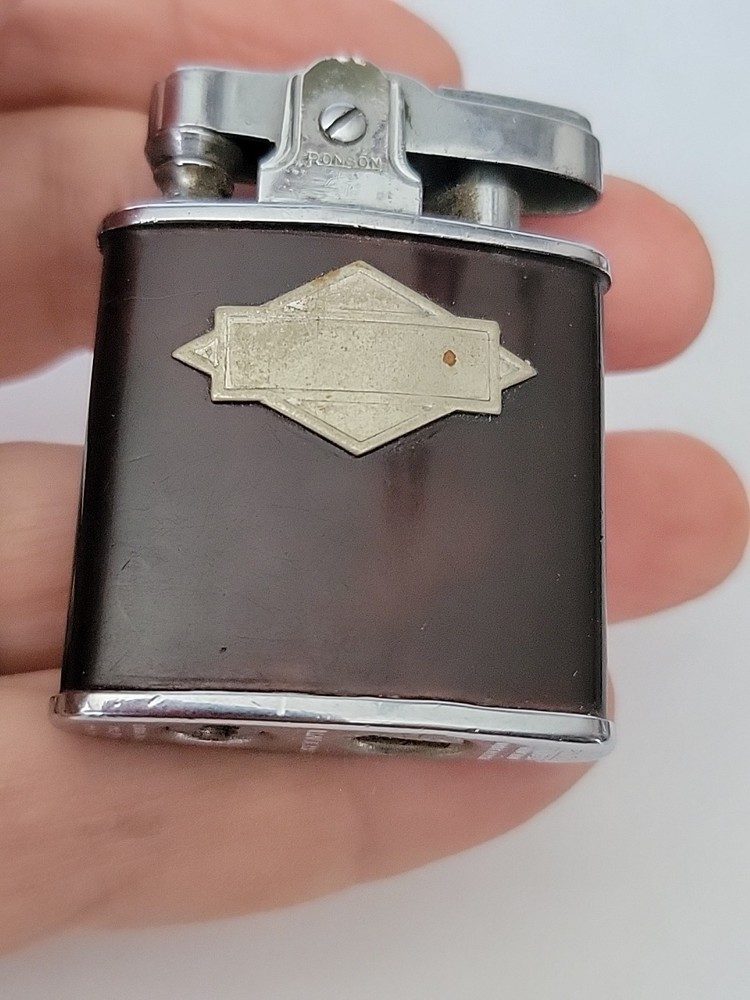 Vintage Ronson "Princess" Silver Tone Brown Lighter