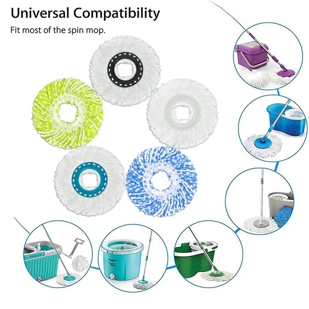Replacement Microfiber Mop Head Easy Clean Wring Refill For O-Cedar Spin Mop