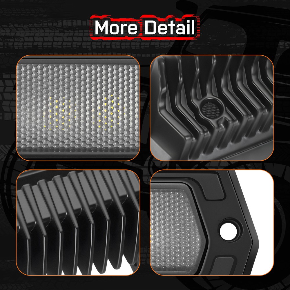 Rear Bumper Flush Mount LED Pods 2Pcs 8" Work Scene Light Pods Reverse Driving