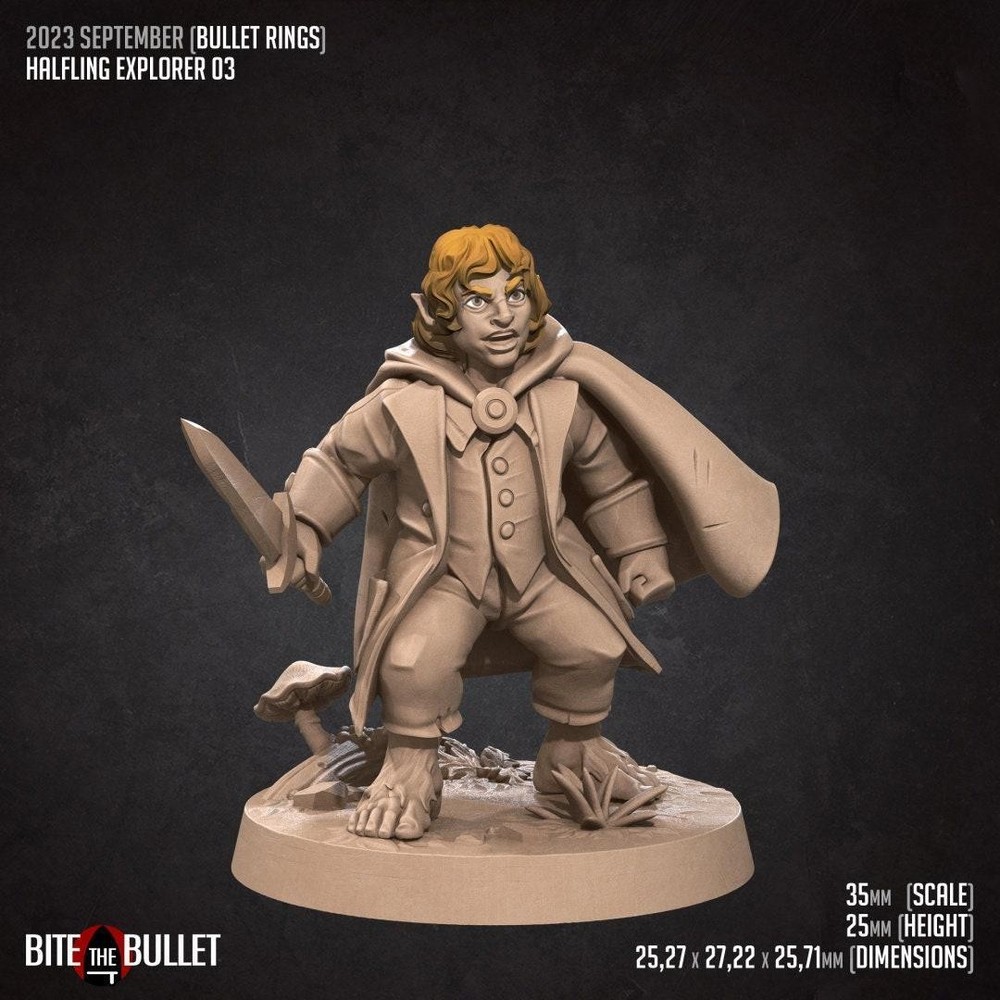 Bullet Rings, Halflings, Hobbits, Fellowship Explorers | TABLETOP SCALE | TTRPG