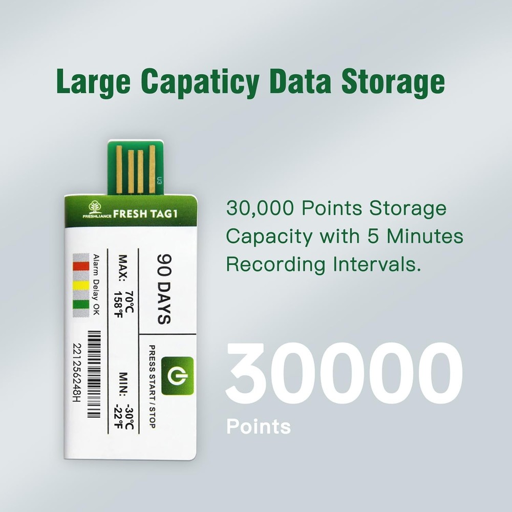 Freshliance 1pack Temperature Data Logger USB Disposable Temperature Recorder...