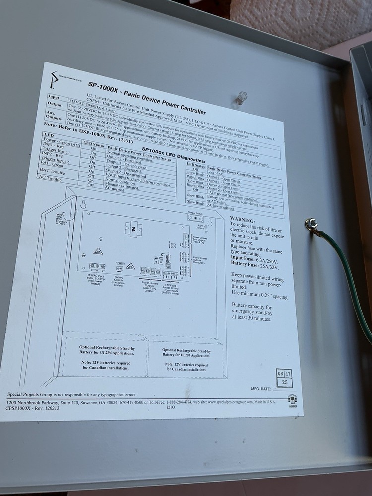 FIRST CHOICE # PSEL 3000-2 / PANIC DEVICE POWER CONTROLLER. (SP-1000X ).