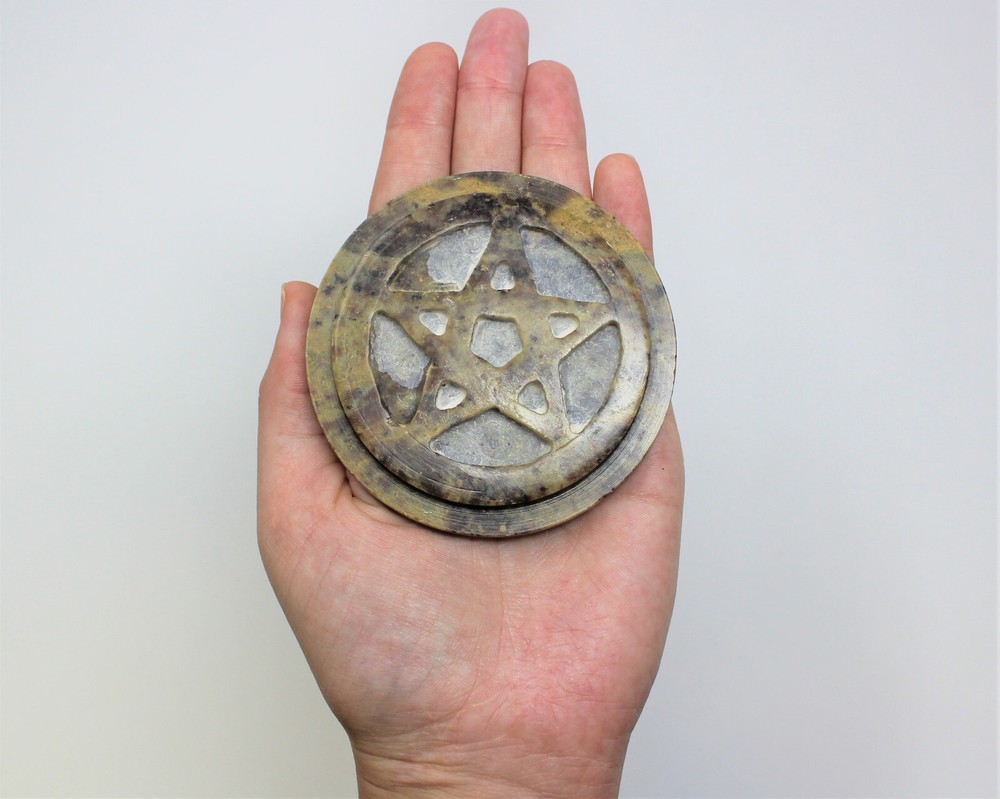 Soapstone 3" Pentagram Altar Tile: 1 Tile (Wicca Pagan Altar, Pentacle)