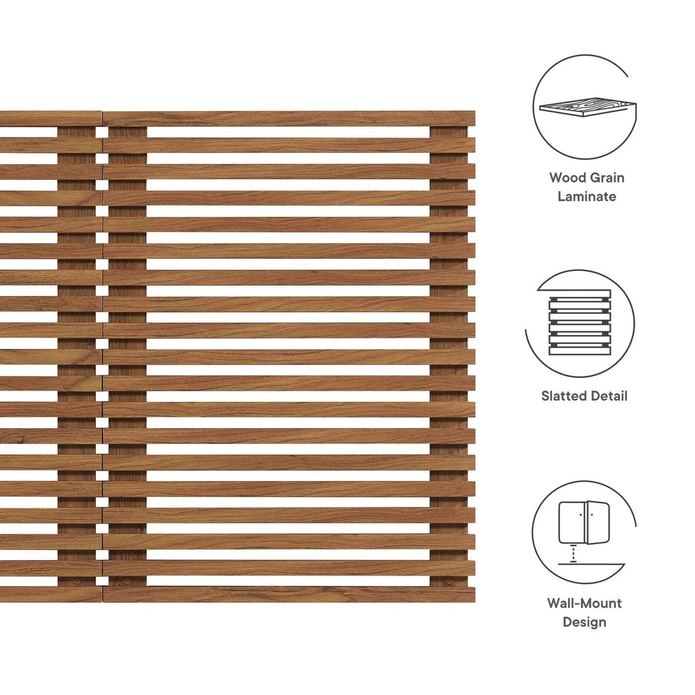 Modway Render Mid-Century Modern Wall-Mount Queen Headboard in Walnut