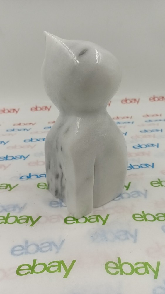 WHITE CAT BOOKEND MARBLE FROM DANBY VERMONT